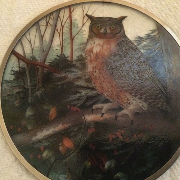 glass Owl hanging suncatcher round 16cm diameter - Picture 3 of 8